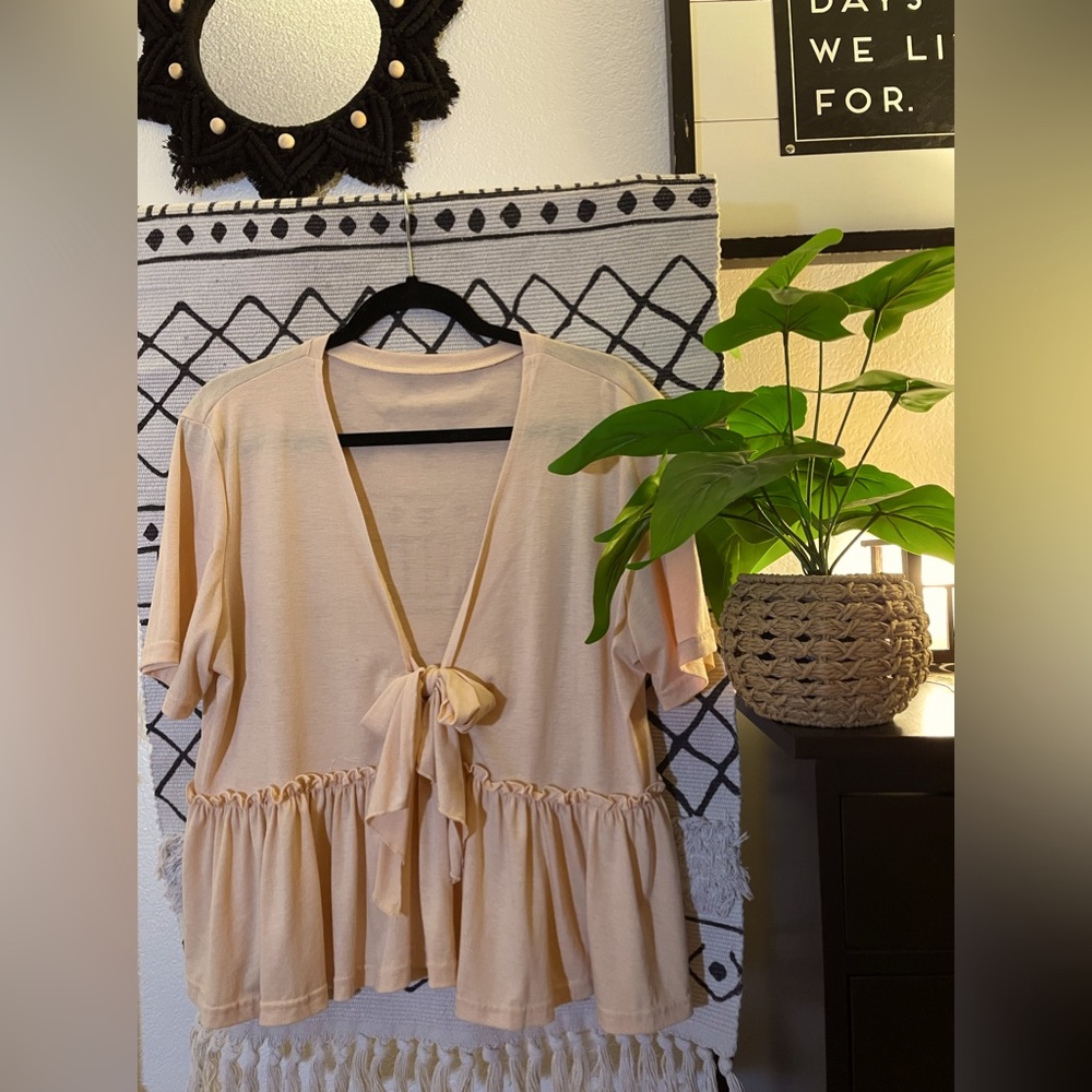 Peach size XL tie front blouse
